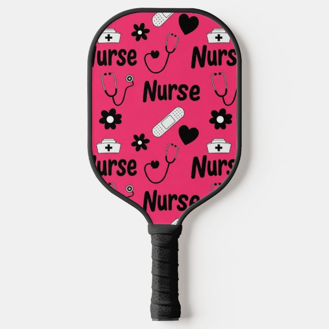 Pink Nurse Life Seamless Pattern (2) Pickleball Paddle (Front)