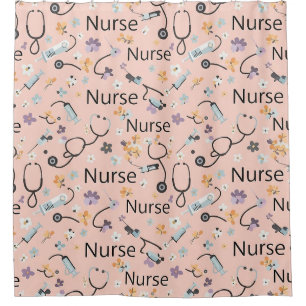 Pink Nurse Life Seamless Pattern (3) Shower Curtain