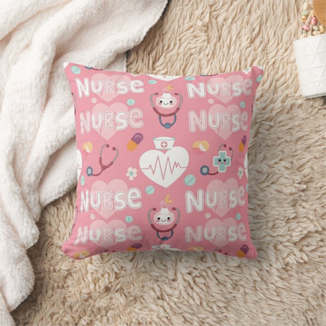 Pink Nurse Life Seamless Pattern (4) Cushion (Blanket)