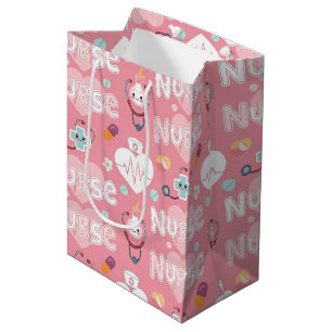Pink Nurse Life Seamless Pattern (4) Medium Gift Bag