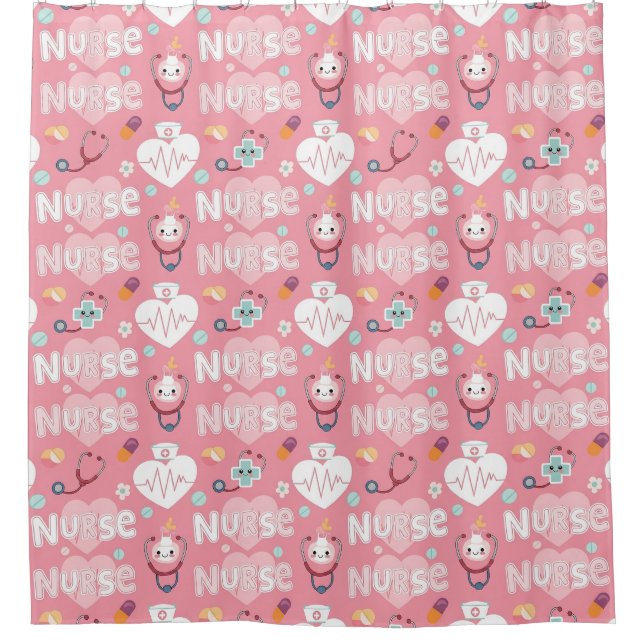Pink Nurse Life Seamless Pattern (4) Shower Curtain (Front)