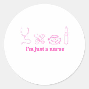 Pink Nurse Quote Minimal Medical Design Classic Round Sticker