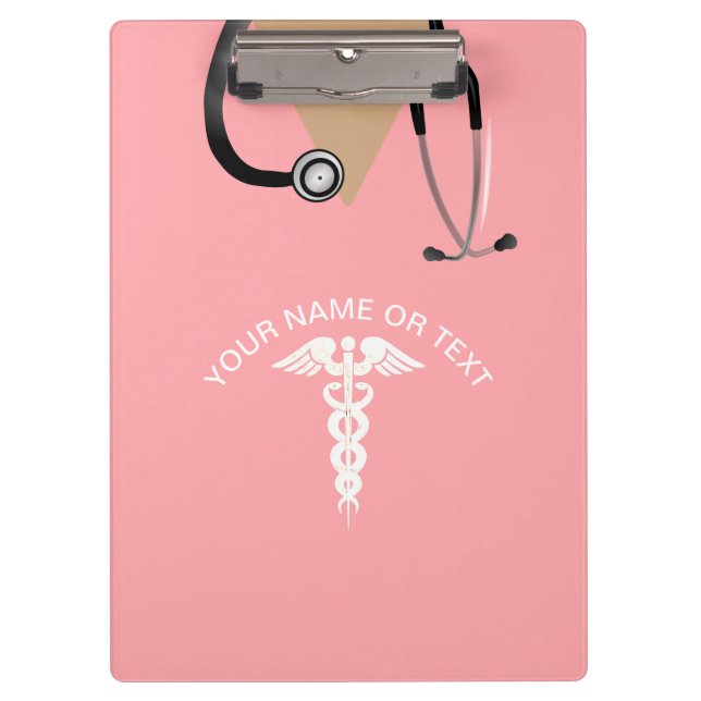 Pink Nurse Scrub Top Personalised Clipboard (Front)