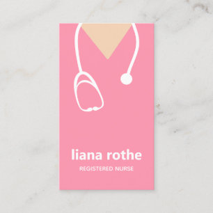 Pink Nurse Scrubs and Stethoscope Business Card