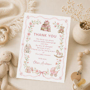 Pink Nursery Floral Baby Shower Thank You Card