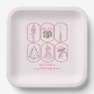 Pink Nutcracker A Merry Little Baby Shower Paper Plate