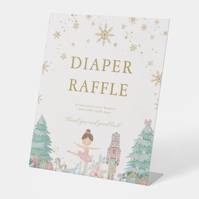 Pink Nutcracker Baby Shower Diaper Raffle Sign (Front)