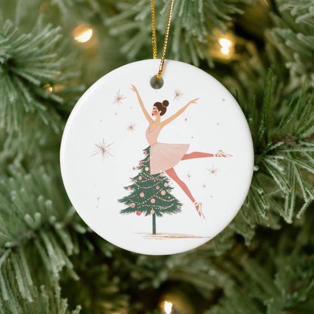 Pink Nutcracker Ballerina Ceramic Tree Decoration (Tree)
