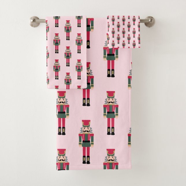 Pink Nutcracker Ballet Christmas Bath Towel (Insitu)