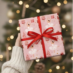 Pink Nutcracker Ballet Christmas Gift Wrap