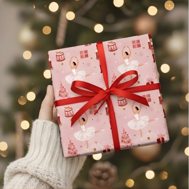 Pink Nutcracker Ballet Christmas Gift Wrap (Creator Uploaded)