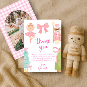 Pink Nutcracker Birthday Photo Thank You Card