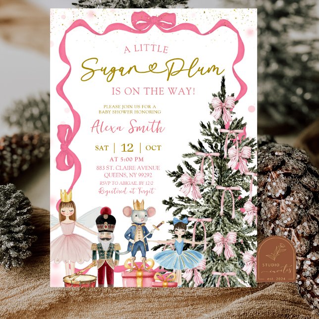 Pink Nutcracker Christmas Baby Shower Invitation (Creator Uploaded)
