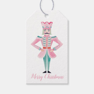 Pink Nutcracker Christmas Gift Tags, Preppy Pink Tags