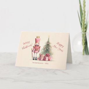 Pink Nutcracker Christmas Holiday Card