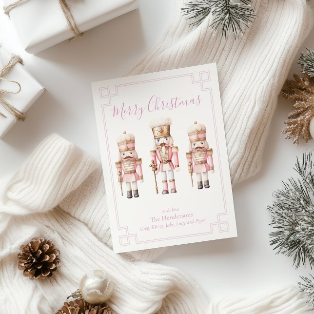 Pink Nutcracker Christmas Holiday Card (pink nutcracker christmas holiday card)