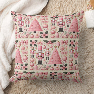 Pink Nutcracker Christmas Tree  Cushion
