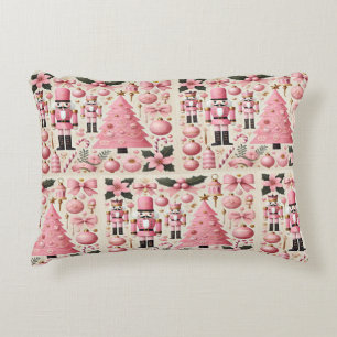 Pink Nutcracker Christmas Tree  Decorative Cushion