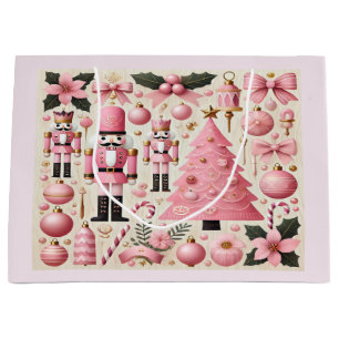 Pink Nutcracker Christmas Tree Gift Bag