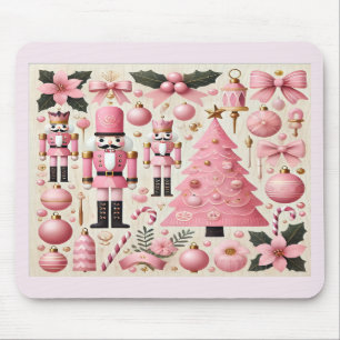 Pink Nutcracker Christmas Tree Mouse Pad