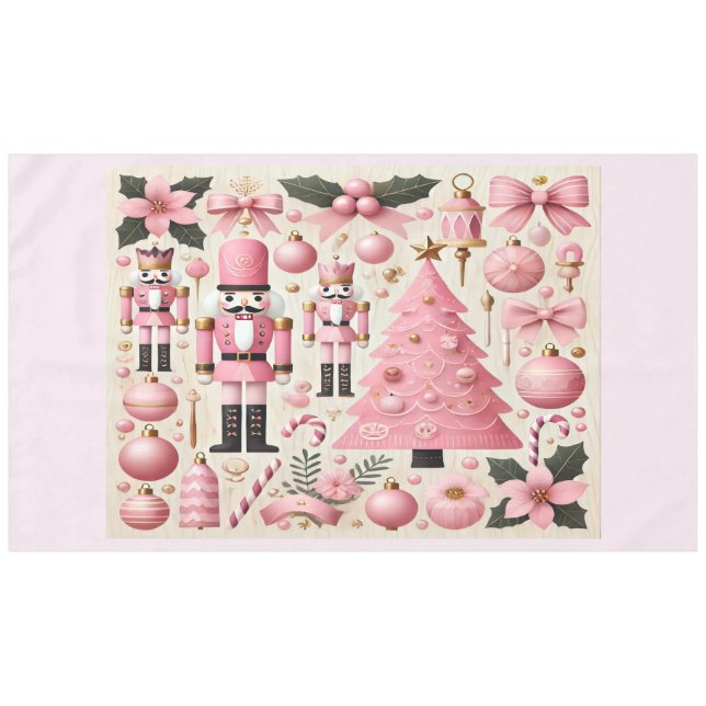 Pink Nutcracker Christmas Tree  Tablecloth (Front (Horizontal))