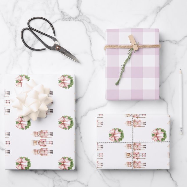 Pink Nutcracker Christmas  Wrapping Paper Sheet (Front)