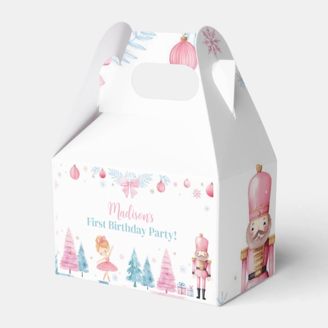 Pink Nutcracker Fairy Birthday Party Favour Box (Front Side)
