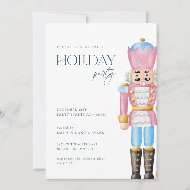 Pink Nutcracker Holiday Party Invitation (Front)