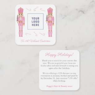 Pink Nutcracker Small Business Logo Christmas Card
