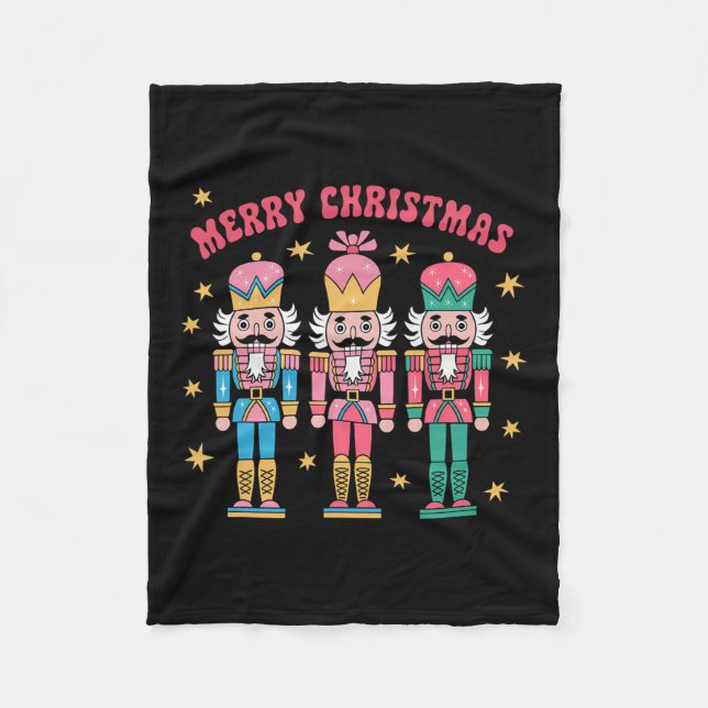 Pink Nutcracker Squad Pink Christmas Ballet Xmas W Fleece Blanket (Front)