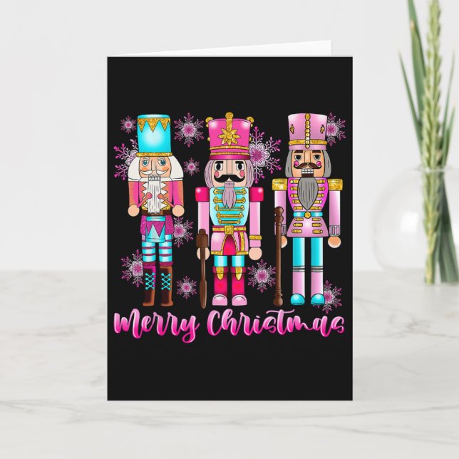 Pink Nutcracker Squad Pink Christmas Byllet Xmas W Card (Front)