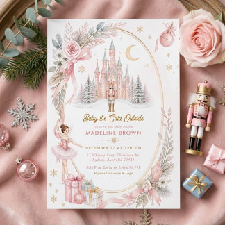 Pink Nutcracker Sugar Plum Baby Shower Invitation