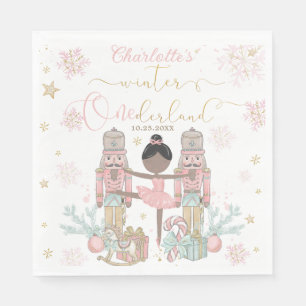 Pink Nutcracker Winter Onederland 1st Birthday Napkin