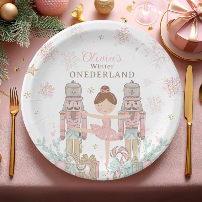 Pink Nutcracker Winter Onederland 1st Birthday Paper Plate (Creator Uploaded)