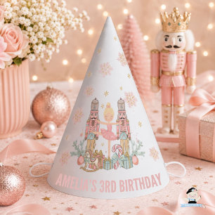 Pink Nutcracker Winter Wonderland 1st 2nd Birthday Party Hat