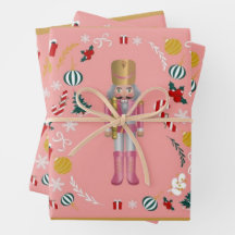 Pink Nutcracker Wrapping Paper Sheets Set of 3.
