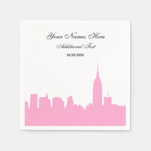 Pink NYC Skyline Silhouette, ESB Napkin