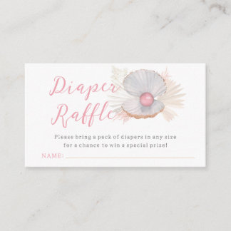 Pink Ocean Boho Girl Baby Shower Diaper Raffle Enclosure Card