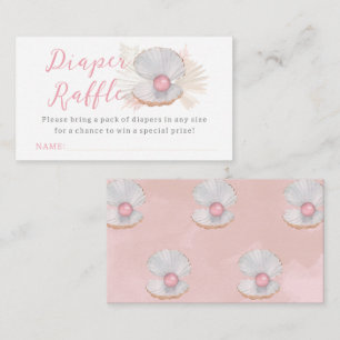 Pink Ocean Boho Girl Baby Shower Diaper Raffle Enclosure Card