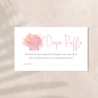 Pink Ocean Boho Girl Baby Shower Diaper Raffle Enclosure Card