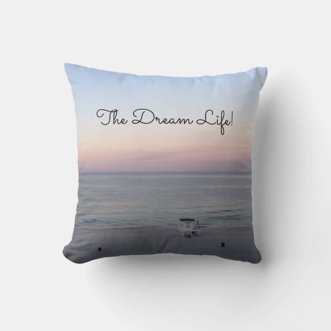 Pink Ocean Sunrise Dream Life Cushion (Front)
