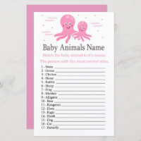 Pink Octopus Baby Animals Name Game