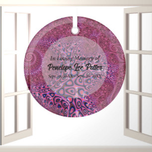Pink Octopus Fractal Memorial Suncatcher Glass Tree Decoration