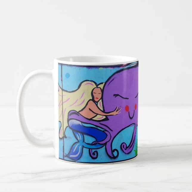 Pink Octopus Graffiti Coffee Mug (Left)