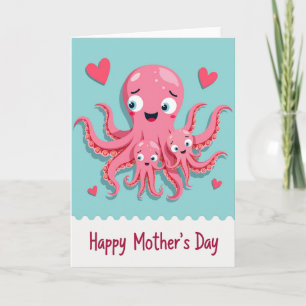 Pink Octopus Mothers Day Card
