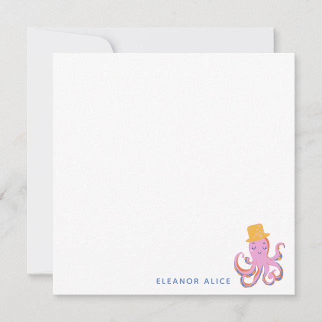 Pink Octopus Quirky Dancing Animal Personalised Card (Front)