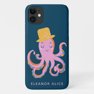 Pink Octopus Quirky Dancing Animal Personalized Case-Mate iPhone Case