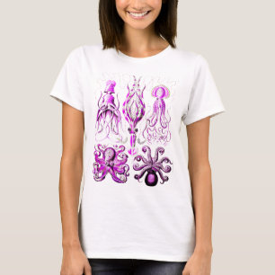 Pink octopus sealife ocean nautical beach art T-Shirt