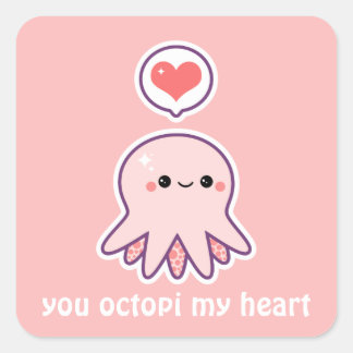 Pink Octopus Square Sticker
