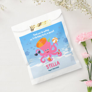 Pink octopus summer baby girl Birthday Party Favour Bags